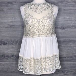 UMGEE Lace Sleeveless Sheer Tunic Top Size Small